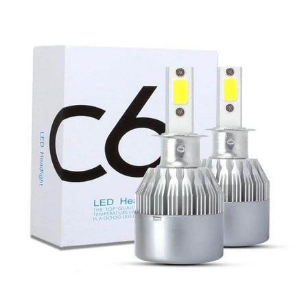 H3 LED Car Headlight For Night Driving IP68 Durable Everyday Use - compact pair with aviation aluminum housing and box