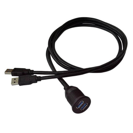 1m Waterproof USB Dashboard Extension Cable for Car and Motorcycle - dual-port USB 3.0 waterproof panel mount cable