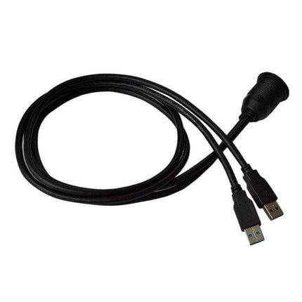 1m Waterproof USB Dashboard Extension Cable for Car and Motorcycle - dual-port USB 3.0 cable with waterproof panel mount for car and motorcycle dashboards