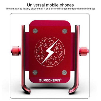Aluminum Motorcycle Phone Holder for 4-6.5 Inch Devices - red aluminum alloy mount for secure motorcycle GPS and call access