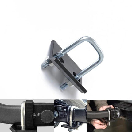 Trailer Hitch Stabilizer for Secure Road Trips on a vehicle hitch showing U-bolt mount and installation