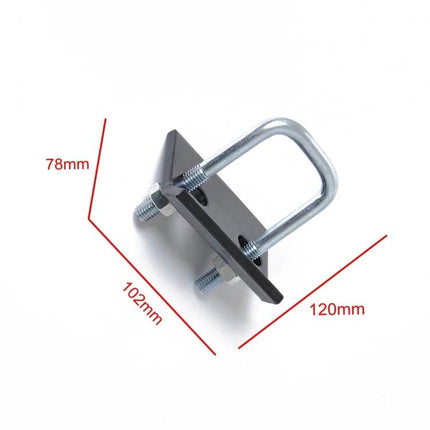 Trailer Hitch Stabilizer for Secure Road Trips - metal U-bolt hitch stabilizer with dimensions 120x102x78mm for reduced trailer sway