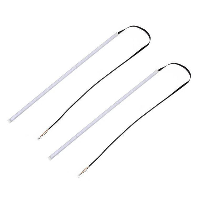 2-Pack Dual-Color 30cm Car Turn And Running Lights slim LED strips with wiring for installation, dual-color turn signal and daytime running lamps