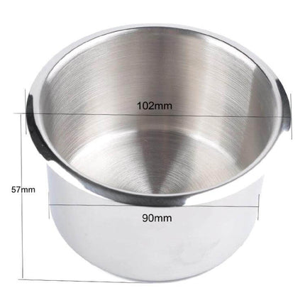 Stainless Steel Drop-In Cup Holder for RV and Vehicles, 9 x 5.7cm stainless steel recessed cup holder with 102mm top, 90mm inner, 57mm depth for RVs and boats