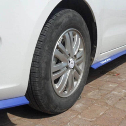 Metal Car Hub Cap Center Covers 6x6x1.3 cm 4 Piece installed on silver car wheel, metal center covers protect lug area and provide uniform look