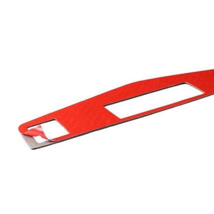 Mercedes-Benz C-Class Carbon Fiber Center Console Decorative Sticker red protective film shown peeled, slim adhesive trim for dashboard