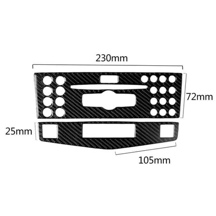 Mercedes-Benz C-Class Carbon Fiber Center Console Decorative Sticker - carbon fiber console trim with dimensions 230x72mm and 105x25mm