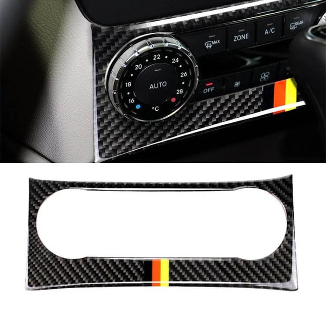 Carbon Fiber German Flag Decorative Sticker for Car Air Conditioning Knob on Mercedes W204 C Class dashboard carbon fiber trim accent