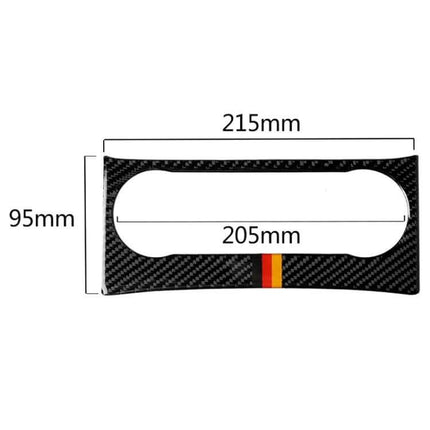 Carbon Fiber German Flag Decorative Sticker for Car Air Conditioning Knob shown with dimensions 215x95mm and 205mm inner cutout