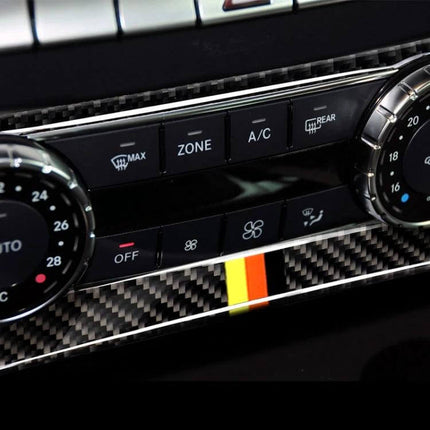 Carbon Fiber German Flag Decorative Sticker for Car Air Conditioning Knob on Mercedes W204 C Class dashboard carbon fiber trim