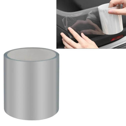 Universal Car Door Anti-Collision Protection Strip, 10cm x 5m applied to car door edge to prevent dings and scratches, clear acrylic protective strip
