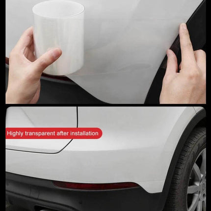 Universal Car Door Anti-Collision Protection Strip, 10cm x 5m - clear acrylic protective strip applied to car door and rear bumper to prevent dings