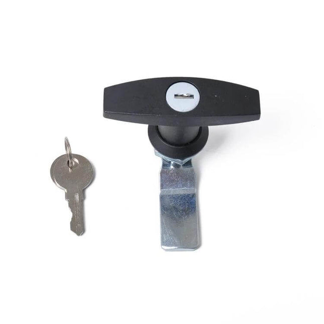 2 Pack Black T Shape Paddle Entry Door Latch With Keys For Trailers - black T-handle paddle latch with cam and key, ideal for trailers and cabinets