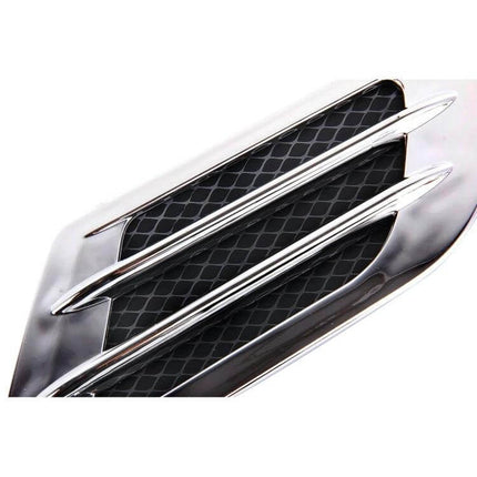 Euro Style Plastic Vent Grille Cover for Car Bonnets, 2 Pack - chrome-look vent grille protecting bonnet engine area