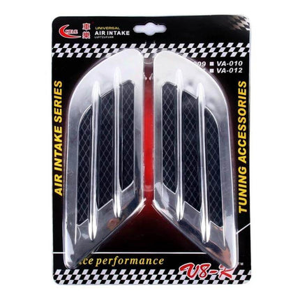 Euro Style Plastic Vent Grille Cover for Car Bonnets, 2 Pack - chrome-look vent grille covers in retail blister packaging