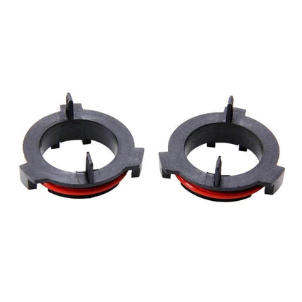 H7 LED Headlight Adapter Base Clips For Opel Cars Direct Fit – pair of black plastic H7 adapter rings with red seal