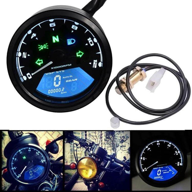 Digital LCD Gauge for Motorcycle Speed and Odometer - waterproof ABS digital speedometer with clear night display and easy installation