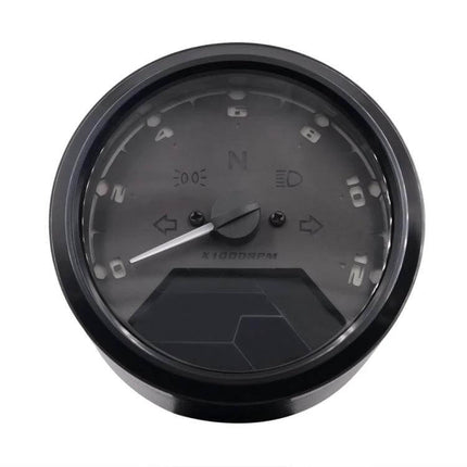 Digital LCD Gauge for Motorcycle Speed and Odometer showing clear speed needle, LCD display, ABS housing for night and wet conditions, easy-install gauge