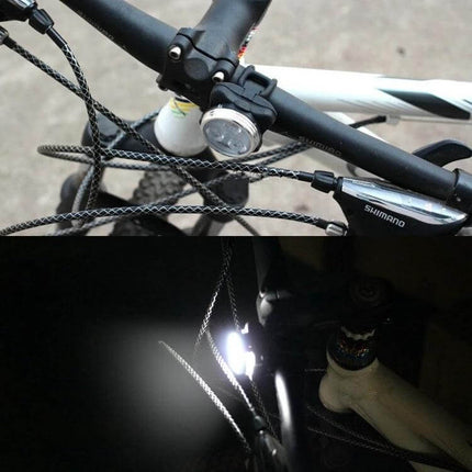 COB Bicycle Light USB Rechargeable Headlight and Taillight mounted on bike handlebar showing daytime and night beam