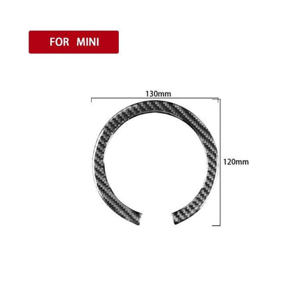 Carbon Fiber Decorative Sticker for BMW MINI Steering Wheel - lightweight carbon fiber trim ring 130x120mm, easy apply interior upgrade