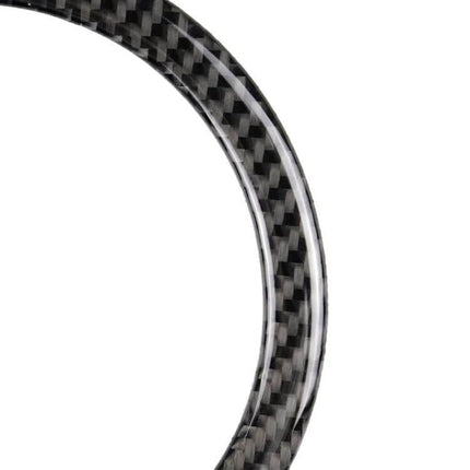 Carbon Fiber Decorative Sticker for BMW MINI Steering Wheel - close-up of glossy carbon fiber ring for steering wheel trim