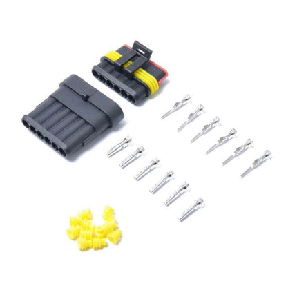 Six Pin Sealed Waterproof Wire Connector Set For Car Electrical Wiring A0315 black 6-pin plug with pins and seals, 300V 12A automotive waterproof connector