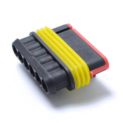 Six Pin Sealed Waterproof Wire Connector Set For Car Electrical Wiring A0315 - black 6-pin waterproof automotive electrical connector with yellow seal