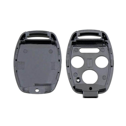 Replacement Key Case Shell for Honda 3+1 Button Car Keys - black replacement shell showing front and back with 3-button layout