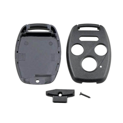 Replacement Key Case Shell for Honda 3+1 Button Car Keys - black replacement key shell with three round button openings and screw