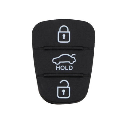 Hyundai Kia 3-Button Silicone Key Pad Replacement - black silicone key pad with lock, trunk hold and unlock icons