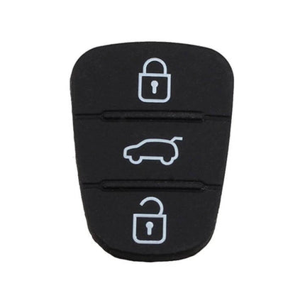 Hyundai Kia 3-Button Silicone Key Button Replacement Pad black replacement pad showing lock, trunk, unlock icons for DIY key fob repair