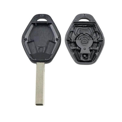 Replacement Key Case for BMW Vehicles with HU92 Blade showing front and back shell for transferring electronics