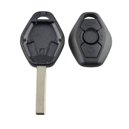 Replacement Key Case for BMW Vehicles with HU92 Blade black replacement shell showing open back and front with HU92 blade
