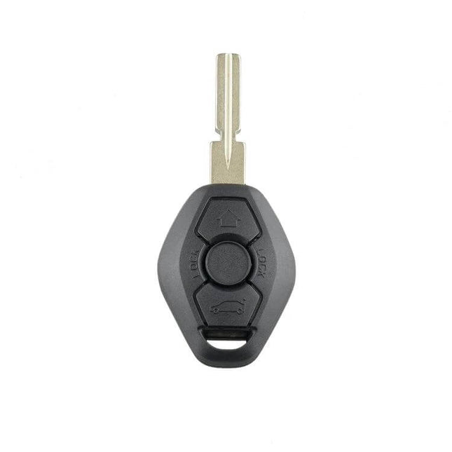 BMW Replacement Car Key Case for 1, 3, 5, 6, 7 Series and X Models - black replacement shell with key blade, 3-button design