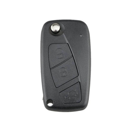 Black and Blue Fiat 3-Button Car Key Case Replacement with Side Battery Holder - black and blue Fiat key shell