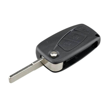 Black and Blue Fiat 3-Button Car Key Case Replacement with Side Battery Holder - black and blue replacement key shell for Fiat 3-button remote