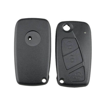 Black and Blue Fiat 3-Button Car Key Case Replacement with Side Battery Holder - black replacement shell for Fiat 3-button remote