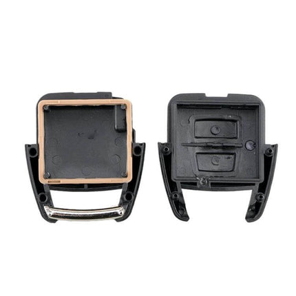 Replacement 2-Button Key Case for Vauxhall Opel Cars - Black replacement key fob shell showing front and back halves