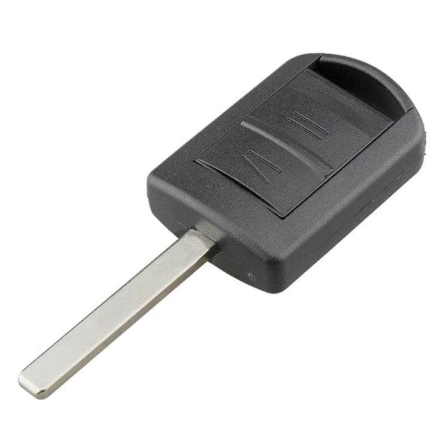 Opel 2-Button Replacement Car Key Case with Blade - black non-electronic replacement key shell with metal blade
