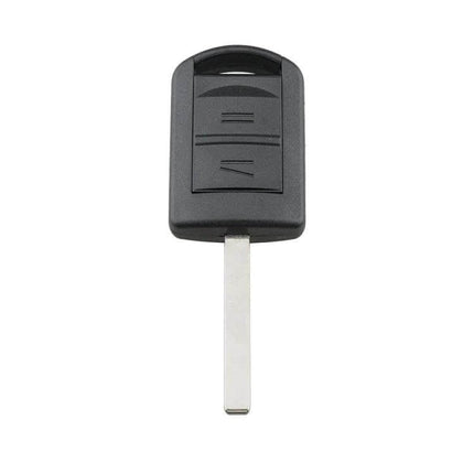 Alt Tag: Opel 2-Button Replacement Car Key Case with Blade black non-electronic shell and metal blade, replacement for worn Opel key