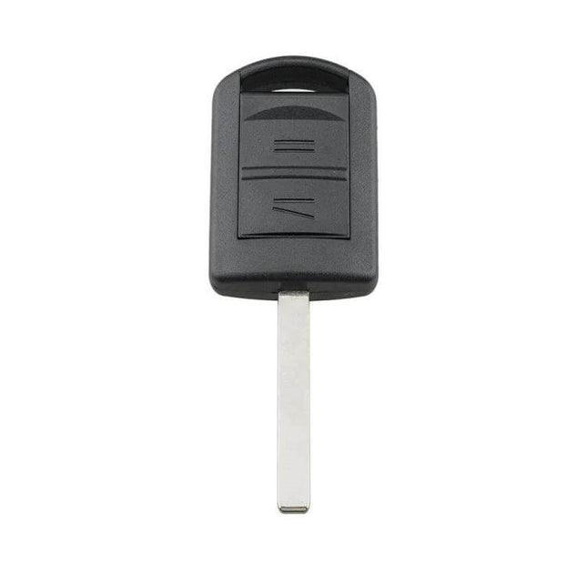 Opel 2-Button Replacement Car Key Case with Blade - black non-electronic replacement shell with metal blade