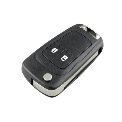 Opel Replacement Key Case with 2-Button Foldable Blade - black replacement car key shell for Opel with two buttons