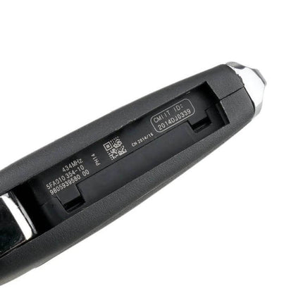Peugeot 2-Button Replacement Car Key Case with Holder showing black shell interior and holder slot for battery and buttons