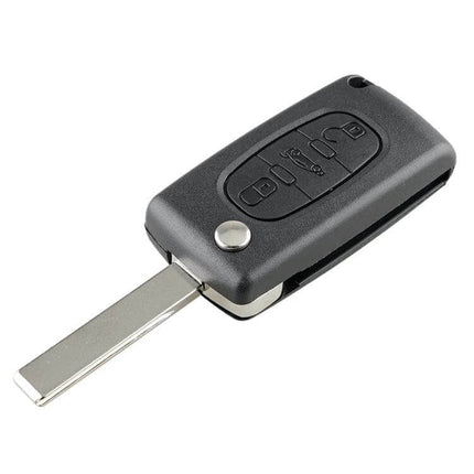 Peugeot 3-Button Replacement Car Key Case with Grooved Blade black replacement shell and blade