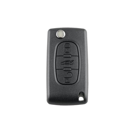 Peugeot 3-Button Replacement Car Key Case with Grooved Blade black replacement shell for worn Peugeot keys