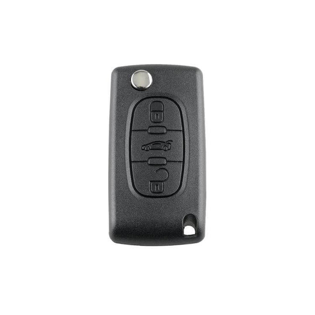 Peugeot 3-Button Replacement Car Key Case with Grooved Blade black replacement shell for worn Peugeot keys