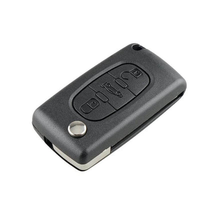 Peugeot 3-Button Replacement Car Key Case with Grooved Blade black replacement key shell with three buttons and grooved blade