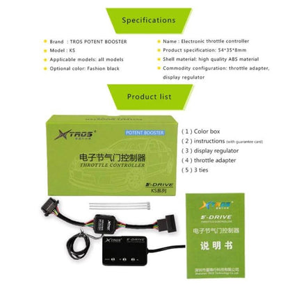 TROS KS-5Drive Electronic Throttle Booster For Toyota Innova 2016-2019 - product kit with module, wiring harness, throttle adapter and manual