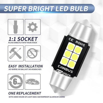 36mm Car Reading Lamp for License Plate Light Use at Night - compact plug-and-play 36mm LED, low power, steady cool light for clear nighttime plate visibility