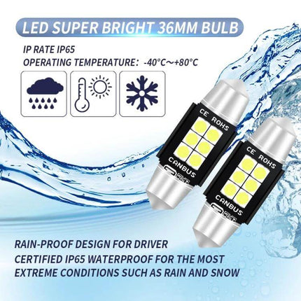 36mm Car Reading Lamp for License Plate Light Use at Night - compact IP65 waterproof LED 36mm plug-and-play bulb